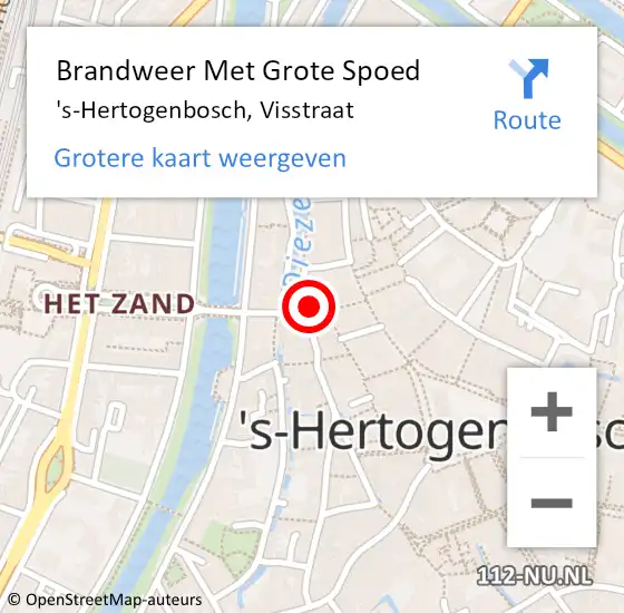 Locatie op kaart van de 112 melding: Brandweer Met Grote Spoed Naar 's-Hertogenbosch, Visstraat op 20 april 2024 23:03