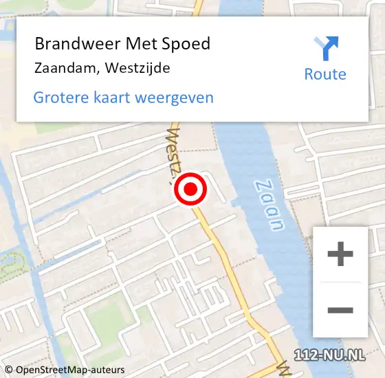 Locatie op kaart van de 112 melding: Brandweer Met Spoed Naar Zaandam, Westzijde op 20 april 2024 23:05