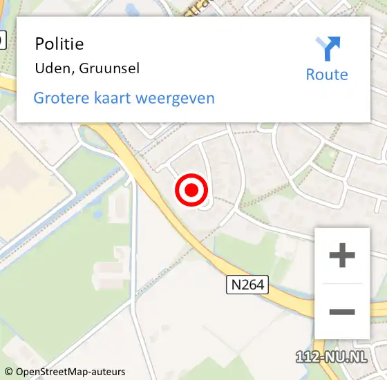 Locatie op kaart van de 112 melding: Politie Uden, Gruunsel op 20 april 2024 23:09