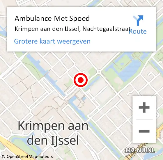 Locatie op kaart van de 112 melding: Ambulance Met Spoed Naar Krimpen aan den IJssel, Nachtegaalstraat op 20 april 2024 23:17