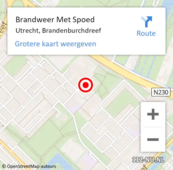 Locatie op kaart van de 112 melding: Brandweer Met Spoed Naar Utrecht, Brandenburchdreef op 20 april 2024 23:22
