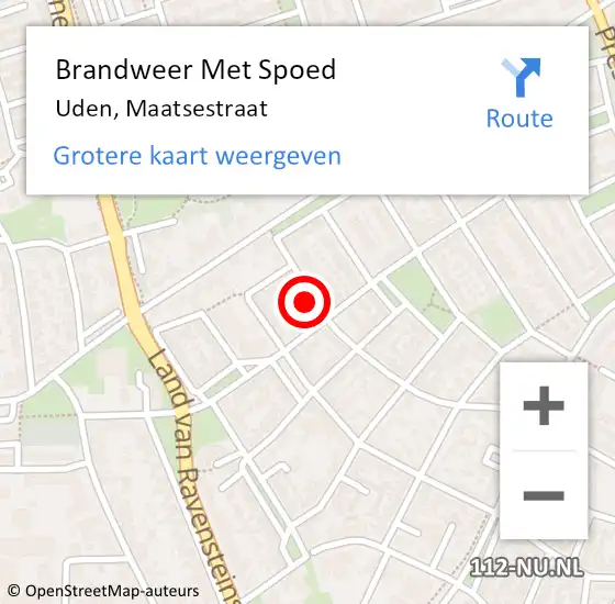 Locatie op kaart van de 112 melding: Brandweer Met Spoed Naar Uden, Maatsestraat op 20 april 2024 23:24