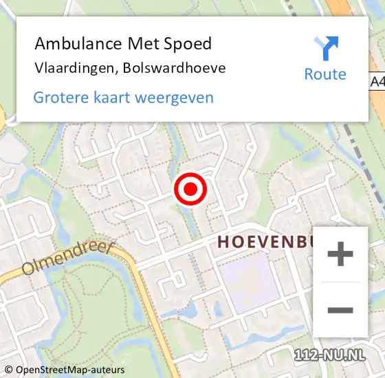 Locatie op kaart van de 112 melding: Ambulance Met Spoed Naar Vlaardingen, Bolswardhoeve op 20 april 2024 23:52