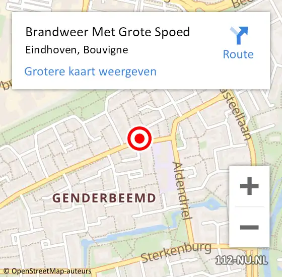 Locatie op kaart van de 112 melding: Brandweer Met Grote Spoed Naar Eindhoven, Bouvigne op 20 april 2024 23:58