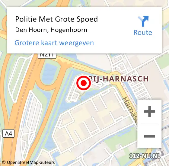 Locatie op kaart van de 112 melding: Politie Met Grote Spoed Naar Den Hoorn, Hogenhoorn op 21 april 2024 00:08