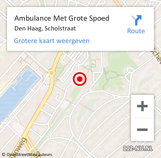 Locatie op kaart van de 112 melding: Ambulance Met Grote Spoed Naar Den Haag, Scholstraat op 21 april 2024 00:11