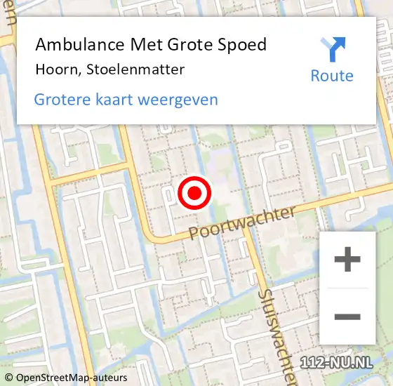 Locatie op kaart van de 112 melding: Ambulance Met Grote Spoed Naar Hoorn, Stoelenmatter op 21 april 2024 00:18