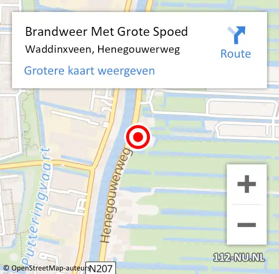 Locatie op kaart van de 112 melding: Brandweer Met Grote Spoed Naar Waddinxveen, Henegouwerweg op 3 oktober 2014 08:44