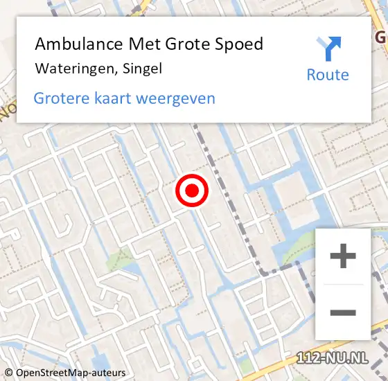 Locatie op kaart van de 112 melding: Ambulance Met Grote Spoed Naar Wateringen, Singel op 21 april 2024 01:00