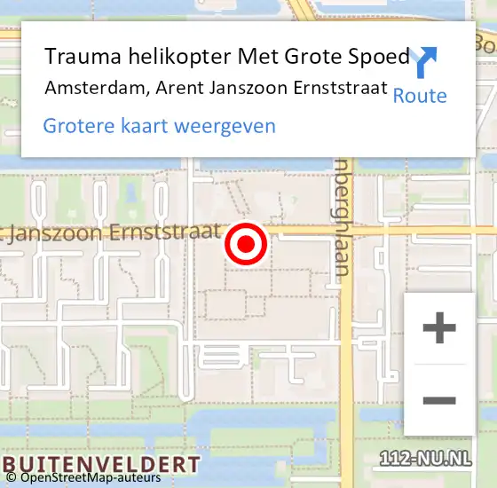 Locatie op kaart van de 112 melding: Trauma helikopter Met Grote Spoed Naar Amsterdam, Arent Janszoon Ernststraat op 21 april 2024 01:02