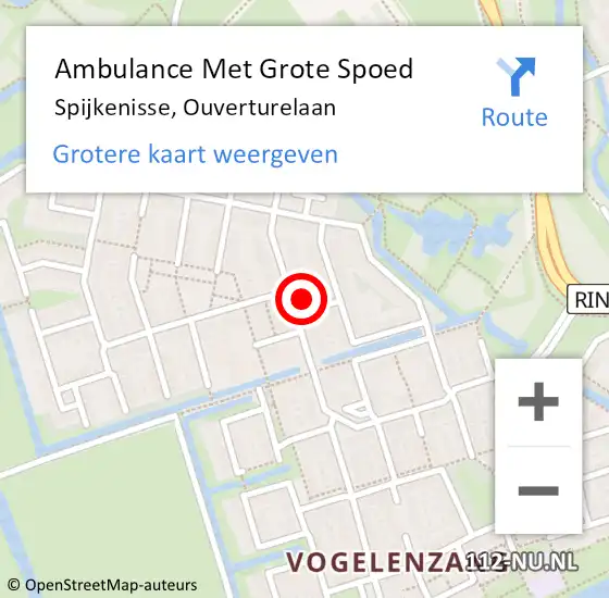 Locatie op kaart van de 112 melding: Ambulance Met Grote Spoed Naar Spijkenisse, Ouverturelaan op 21 april 2024 01:07