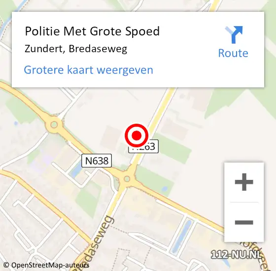 Locatie op kaart van de 112 melding: Politie Met Grote Spoed Naar Zundert, Bredaseweg op 21 april 2024 02:55