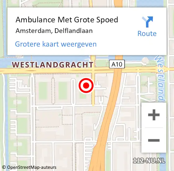 Locatie op kaart van de 112 melding: Ambulance Met Grote Spoed Naar Amsterdam, Delflandlaan op 21 april 2024 03:18