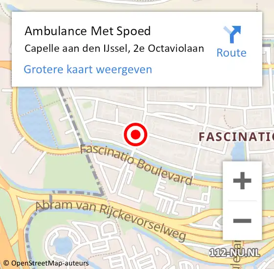 Locatie op kaart van de 112 melding: Ambulance Met Spoed Naar Capelle aan den IJssel, 2e Octaviolaan op 21 april 2024 03:41