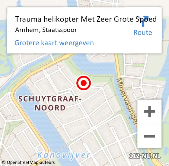 Locatie op kaart van de 112 melding: Trauma helikopter Met Zeer Grote Spoed Naar Arnhem, Staatsspoor op 21 april 2024 03:44