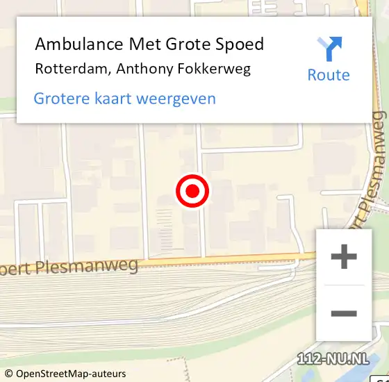 Locatie op kaart van de 112 melding: Ambulance Met Grote Spoed Naar Rotterdam, Anthony Fokkerweg op 21 april 2024 04:27