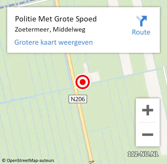 Locatie op kaart van de 112 melding: Politie Met Grote Spoed Naar Zoetermeer, Middelweg op 21 april 2024 06:48