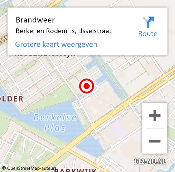 Locatie op kaart van de 112 melding: Brandweer Berkel en Rodenrijs, IJsselstraat op 21 april 2024 06:48