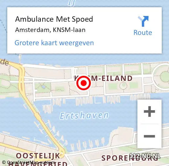 Locatie op kaart van de 112 melding: Ambulance Met Spoed Naar Amsterdam, KNSM-laan op 21 april 2024 07:17