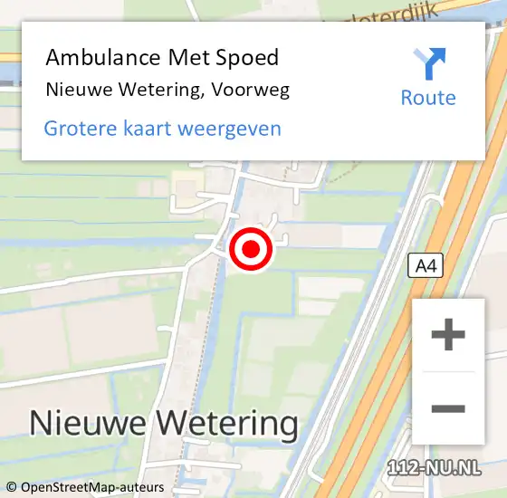 Locatie op kaart van de 112 melding: Ambulance Met Spoed Naar Nieuwe Wetering, Voorweg op 21 april 2024 07:32