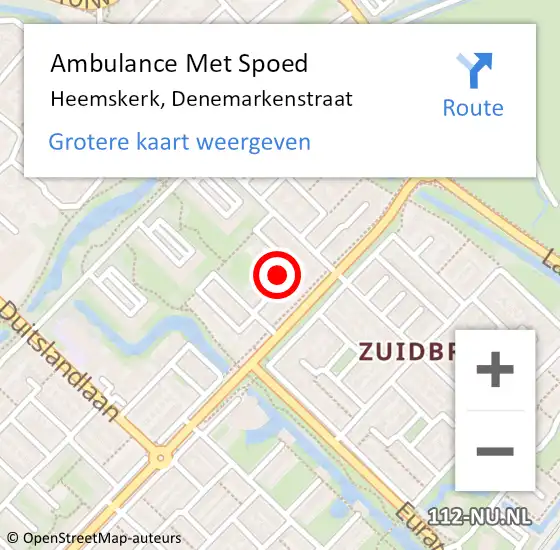 Locatie op kaart van de 112 melding: Ambulance Met Spoed Naar Heemskerk, Denemarkenstraat op 21 april 2024 07:57