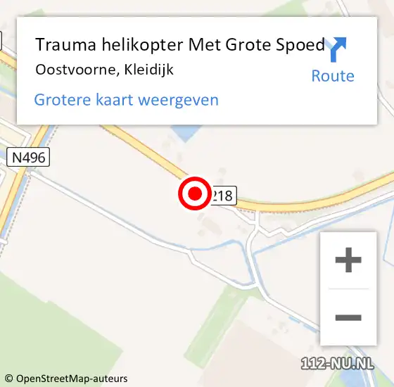 Locatie op kaart van de 112 melding: Trauma helikopter Met Grote Spoed Naar Oostvoorne, Kleidijk op 21 april 2024 08:04