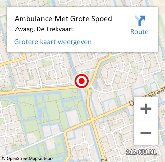 Locatie op kaart van de 112 melding: Ambulance Met Grote Spoed Naar Zwaag, De Trekvaart op 21 april 2024 08:20