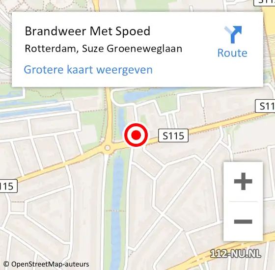 Locatie op kaart van de 112 melding: Brandweer Met Spoed Naar Rotterdam, Suze Groeneweglaan op 21 april 2024 08:22