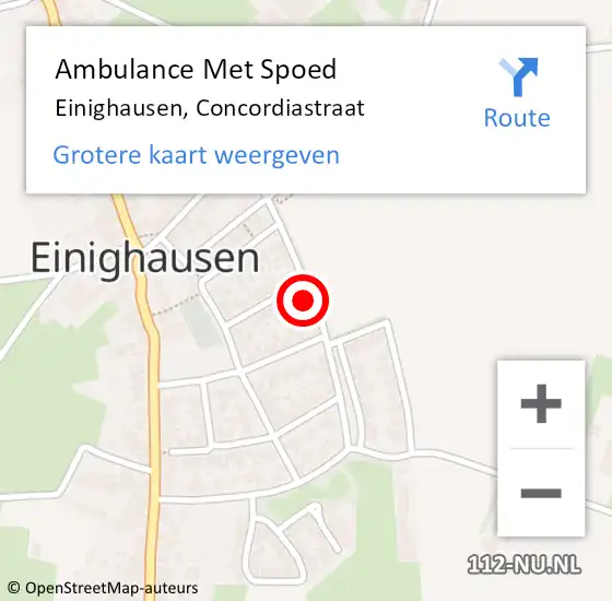 Locatie op kaart van de 112 melding: Ambulance Met Spoed Naar Einighausen, Concordiastraat op 3 oktober 2014 09:11