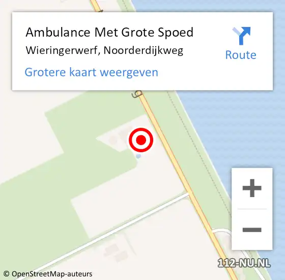 Locatie op kaart van de 112 melding: Ambulance Met Grote Spoed Naar Wieringerwerf, Noorderdijkweg op 21 april 2024 08:46