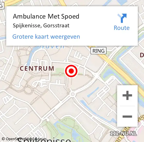 Locatie op kaart van de 112 melding: Ambulance Met Spoed Naar Spijkenisse, Gorsstraat op 21 april 2024 08:59