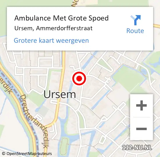 Locatie op kaart van de 112 melding: Ambulance Met Grote Spoed Naar Ursem, Ammerdorfferstraat op 21 april 2024 09:51