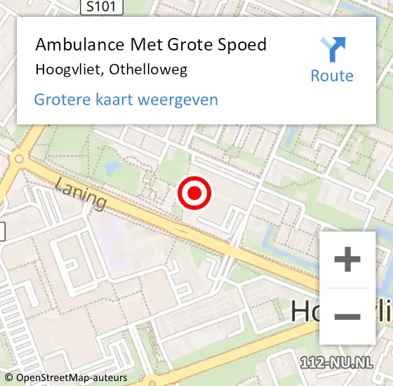 Locatie op kaart van de 112 melding: Ambulance Met Grote Spoed Naar Hoogvliet, Othelloweg op 21 april 2024 09:54