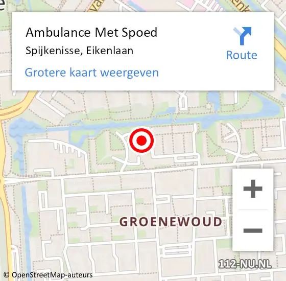 Locatie op kaart van de 112 melding: Ambulance Met Spoed Naar Spijkenisse, Eikenlaan op 21 april 2024 10:00