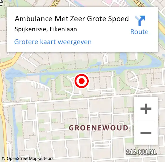 Locatie op kaart van de 112 melding: Ambulance Met Zeer Grote Spoed Naar Spijkenisse, Eikenlaan op 21 april 2024 10:05