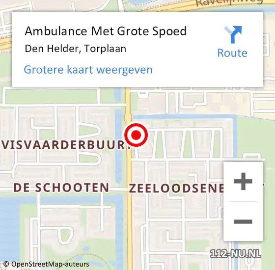 Locatie op kaart van de 112 melding: Ambulance Met Grote Spoed Naar Den Helder, Torplaan op 21 april 2024 10:07