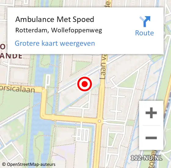 Locatie op kaart van de 112 melding: Ambulance Met Spoed Naar Rotterdam, Wollefoppenweg op 21 april 2024 10:36