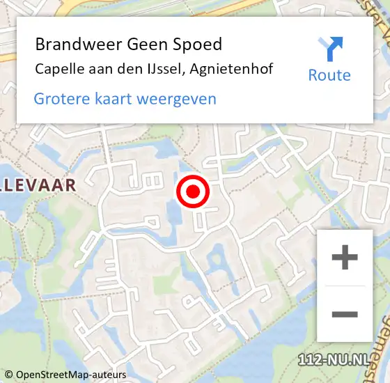 Locatie op kaart van de 112 melding: Brandweer Geen Spoed Naar Capelle aan den IJssel, Agnietenhof op 21 april 2024 10:54