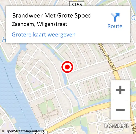 Locatie op kaart van de 112 melding: Brandweer Met Grote Spoed Naar Zaandam, Wilgenstraat op 21 april 2024 10:58
