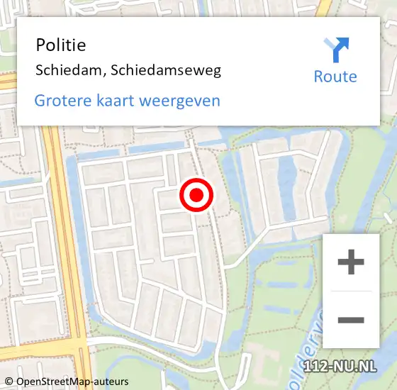 Locatie op kaart van de 112 melding: Politie Schiedam, Schiedamseweg op 21 april 2024 11:03