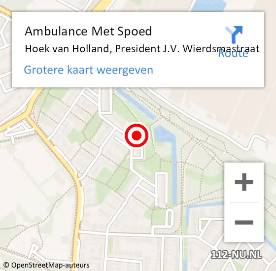 Locatie op kaart van de 112 melding: Ambulance Met Spoed Naar Hoek van Holland, President J.V. Wierdsmastraat op 21 april 2024 11:10