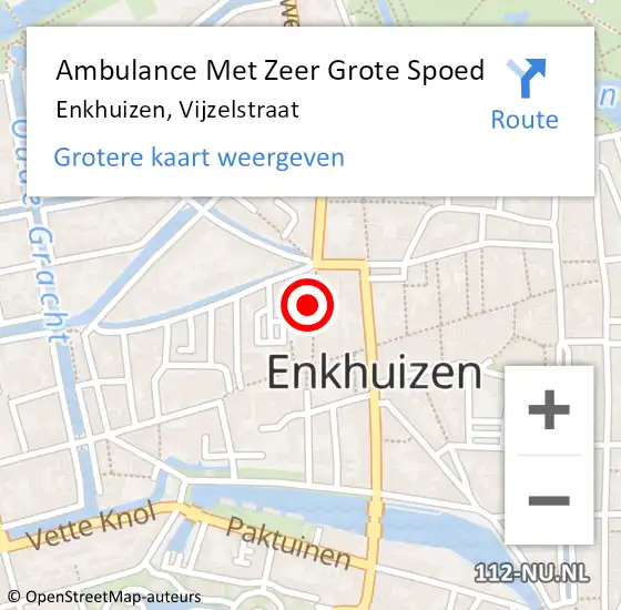 Locatie op kaart van de 112 melding: Ambulance Met Zeer Grote Spoed Naar Enkhuizen, Vijzelstraat op 21 april 2024 11:15