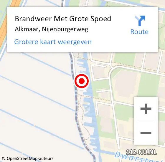 Locatie op kaart van de 112 melding: Brandweer Met Grote Spoed Naar Alkmaar, Nijenburgerweg op 21 april 2024 11:28