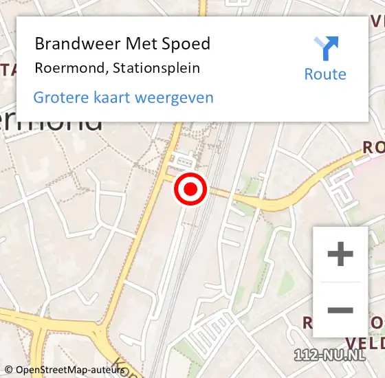 Locatie op kaart van de 112 melding: Brandweer Met Spoed Naar Roermond, Stationsplein op 21 april 2024 11:31