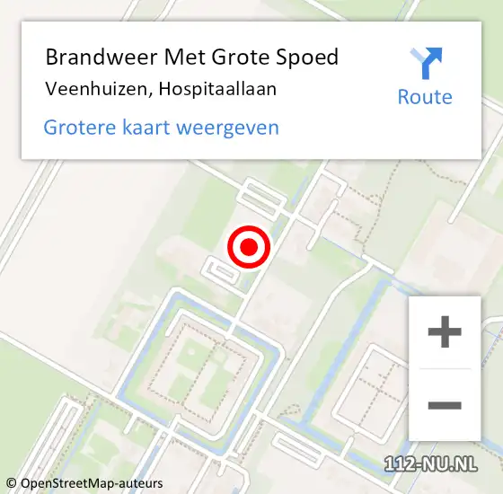 Locatie op kaart van de 112 melding: Brandweer Met Grote Spoed Naar Veenhuizen, Hospitaallaan op 21 april 2024 11:48