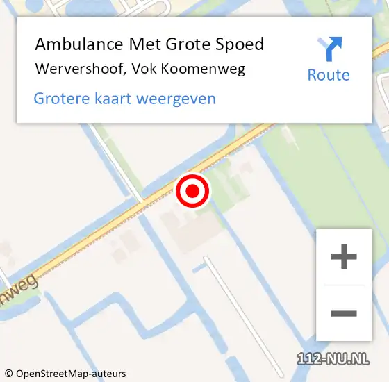 Locatie op kaart van de 112 melding: Ambulance Met Grote Spoed Naar Wervershoof, Vok Koomenweg op 21 april 2024 12:08
