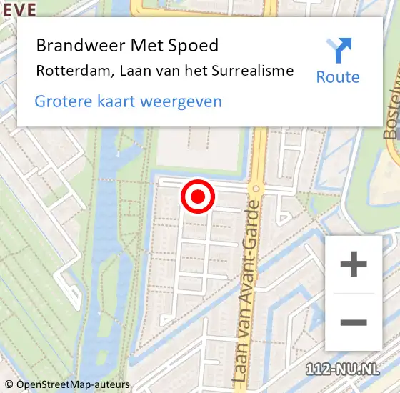 Locatie op kaart van de 112 melding: Brandweer Met Spoed Naar Rotterdam, Laan van het Surrealisme op 21 april 2024 12:40