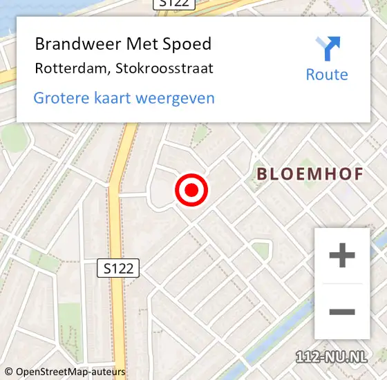 Locatie op kaart van de 112 melding: Brandweer Met Spoed Naar Rotterdam, Stokroosstraat op 21 april 2024 12:43