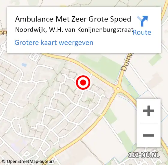 Locatie op kaart van de 112 melding: Ambulance Met Zeer Grote Spoed Naar Noordwijk, W.H. van Konijnenburgstraat op 21 april 2024 13:06