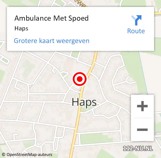 Locatie op kaart van de 112 melding: Ambulance Met Spoed Naar Haps op 21 april 2024 13:07